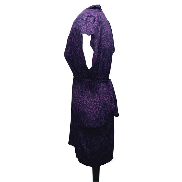 French Connection Abstract Print Cap Sleeve Dress Sz Medium Burgundy & Navy - Picture 4 of 12